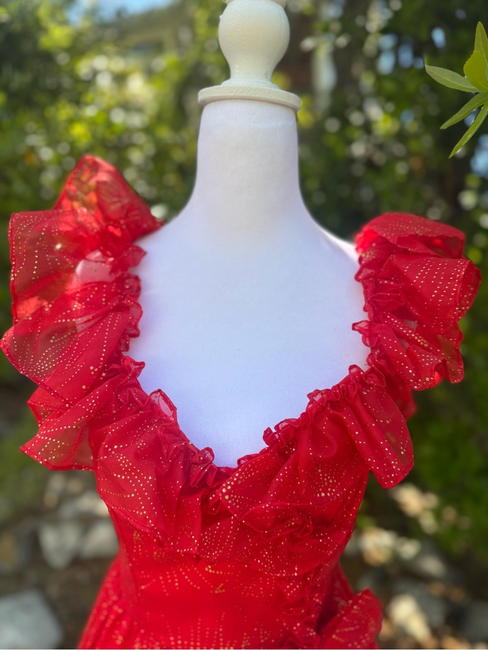 Vintage 80’s Noralee Original Girls Party Dress Red & Gold 7/8 Made in USA - Picture 5 of 12